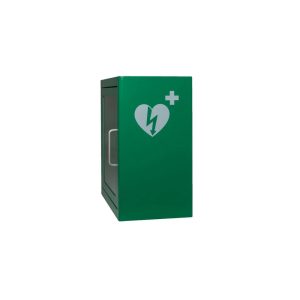 Groene AED-kast voor veiligheidsopslag