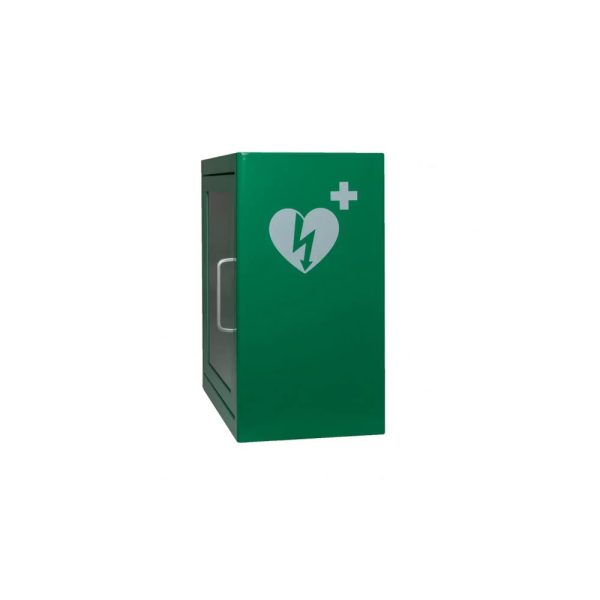 Groene AED-kast voor veiligheidsopslag