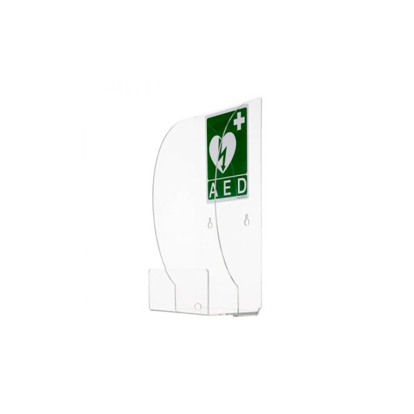 Transparante AED houder met groen symbool