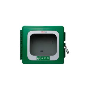 Groene AED-kast voor noodsituaties