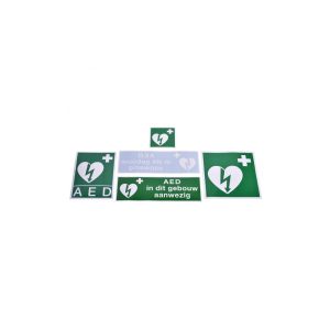 Groene AED-borden voor gebouwenbeschikbaarheid.