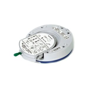 Defibrillator met instructies en groene hendel