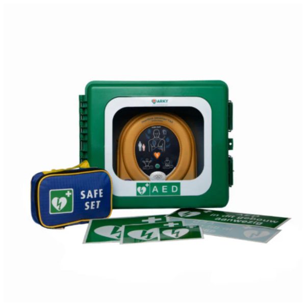 AED met accessoires en stickers voor veiligheid