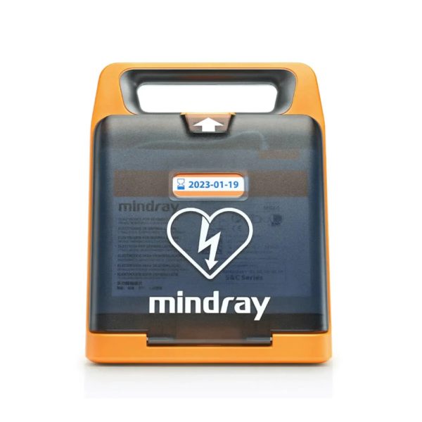 Mindray BeneHeart C2 Halfautomatische AED 1 Oranje defibrillator met datumsticker 2023-01-19