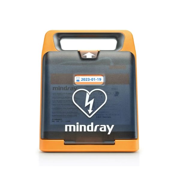 Mindray BeneHeart C2 Volautomatische AED 1 Mindray AED defibrillator met hart en bliksempictogram.