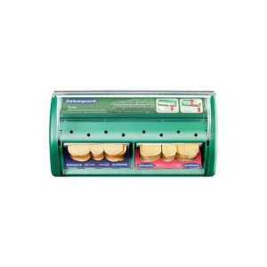 Groene dispenser met verband en pleisters