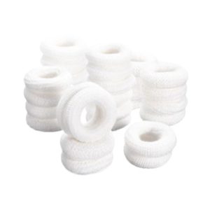 Witte elastische zweetbanden in stapels